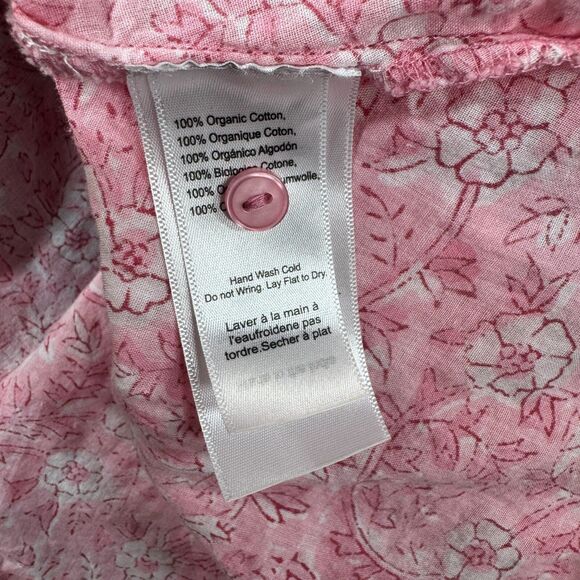India Collection Emerson Fry Crocus Blouse Women's Medium Pink Floral Peasant - Picture 7 of 8